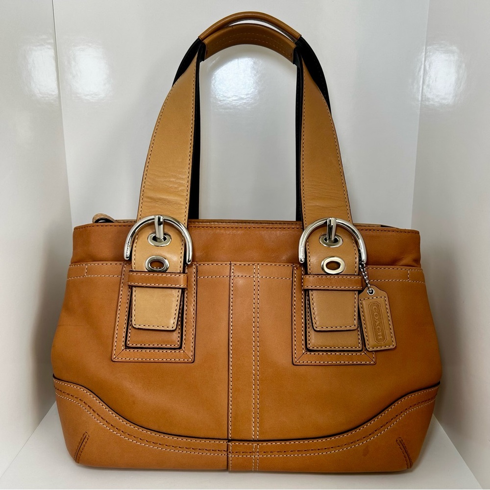 Vintage Coach Leather Soho Tote Bag/Purse, Casual, In Tan/Caramel Colour.